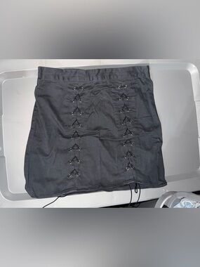 Black Lace-Up Mini Skirt